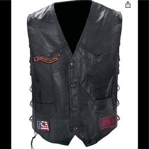 Diamond Plate Genuine Buffalo Leather Biker Vest